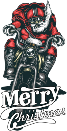 Nadruk Mikołaj na motocyklu Merry Christmas święta - Przód